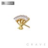 IMPLANT GRADE TITANIUM THREADLESS PUSH IN CZ BAGUETTE ARCH FAN TOP PART